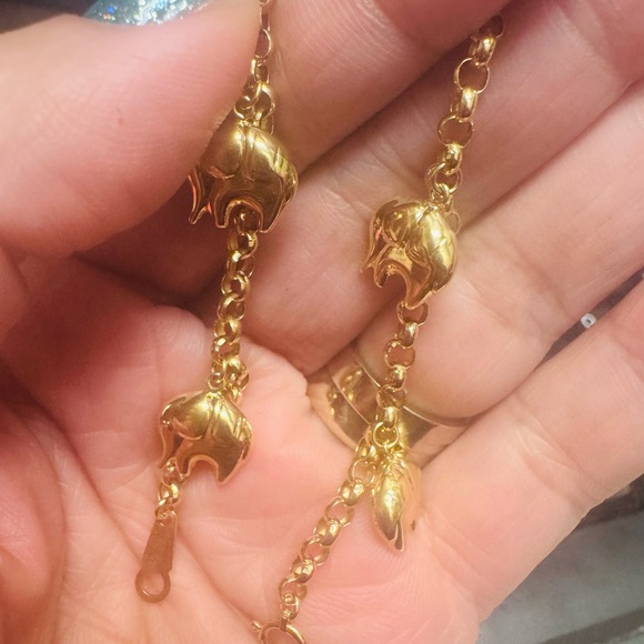 Charms Elephant Bracelet K18 Japan Gold 17cm - Picture 7 of 8